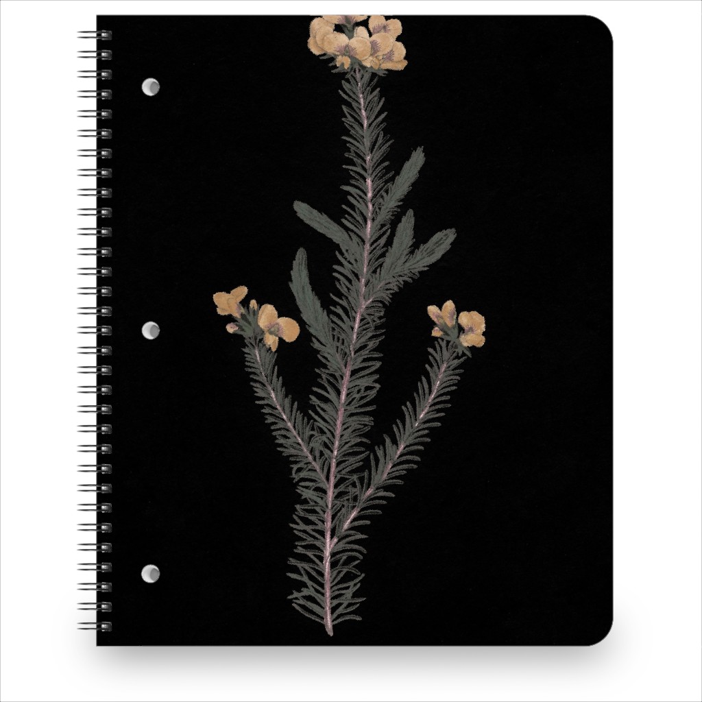 Midnight Botanical - Black and Green Notebook, 8.5x11, Black, Black