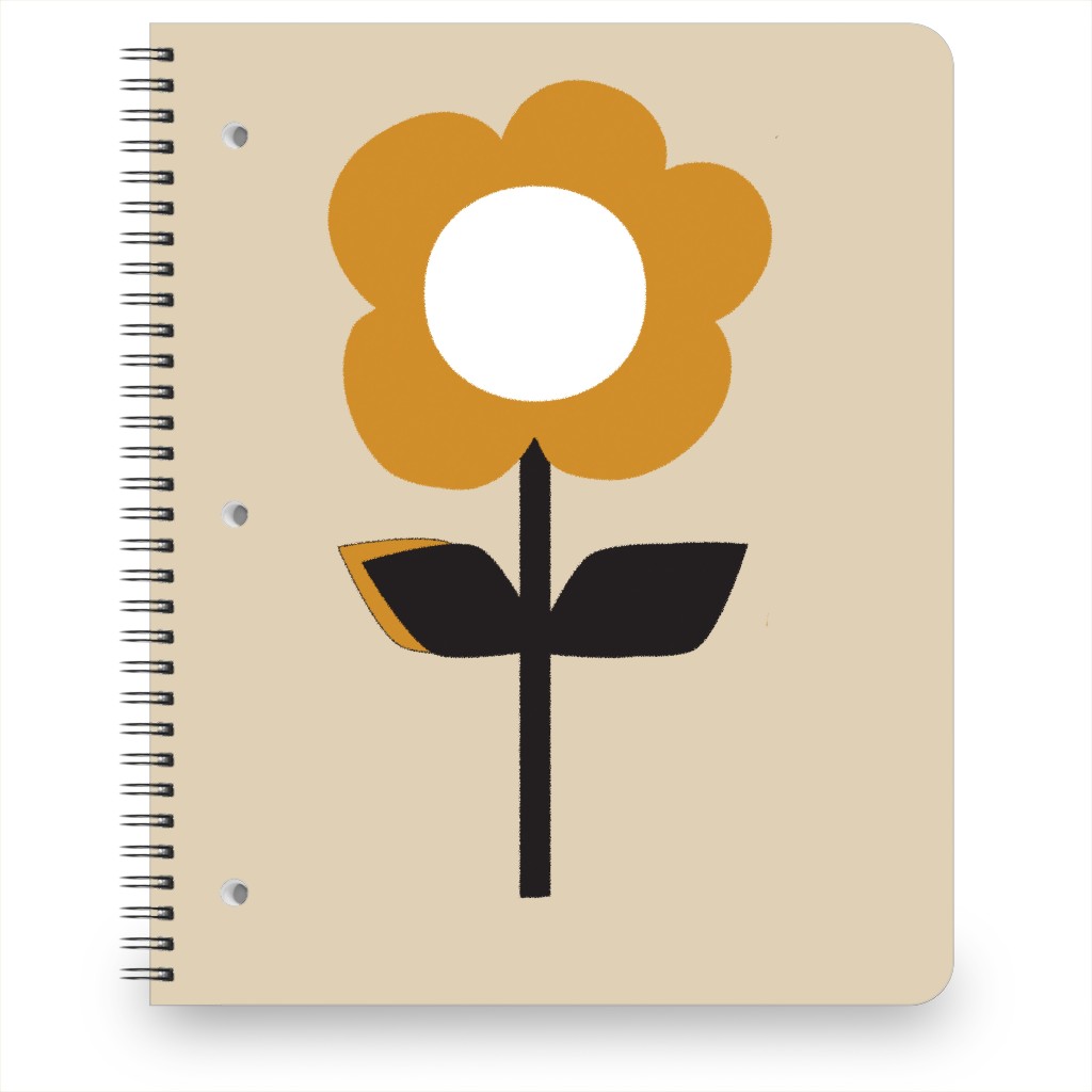 Retro Flower Notebook, 8.5x11, Orange