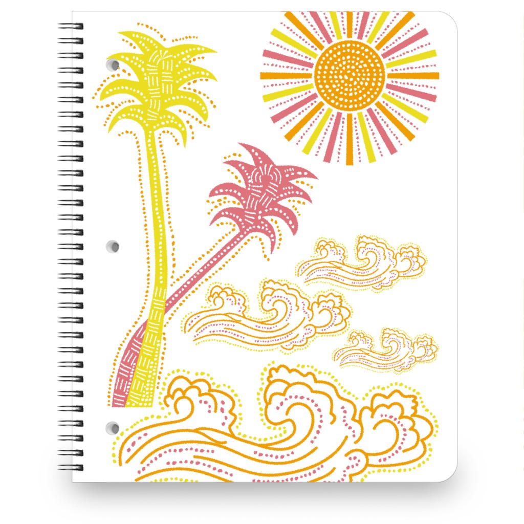 Optimistic Sunny Tropical Summer Art Notebook, 8.5x11, Multicolor, White