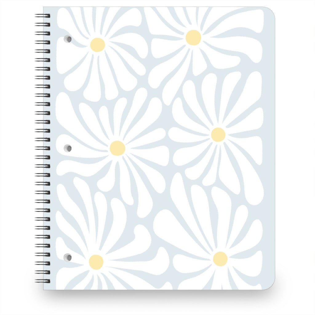 Retro Daisies Notebook, 8.5x11, Blue, Mist