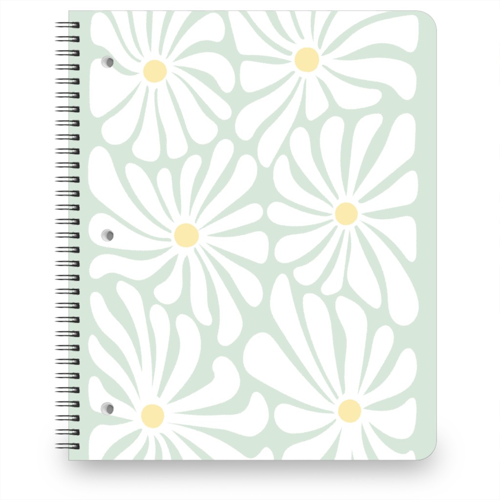 Retro Daisies Notebook, 8.5x11, Green, Aloe