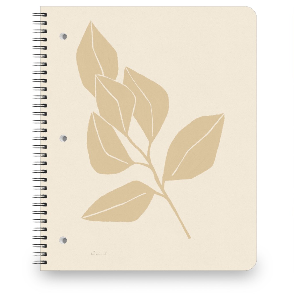Botanical Ficus - Neutral Notebook, 8.5x11, Beige, Pearl