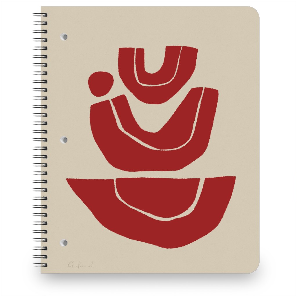 Geometric Abstract Stack Iii Notebook, 8.5x11, Red, Cinnamon