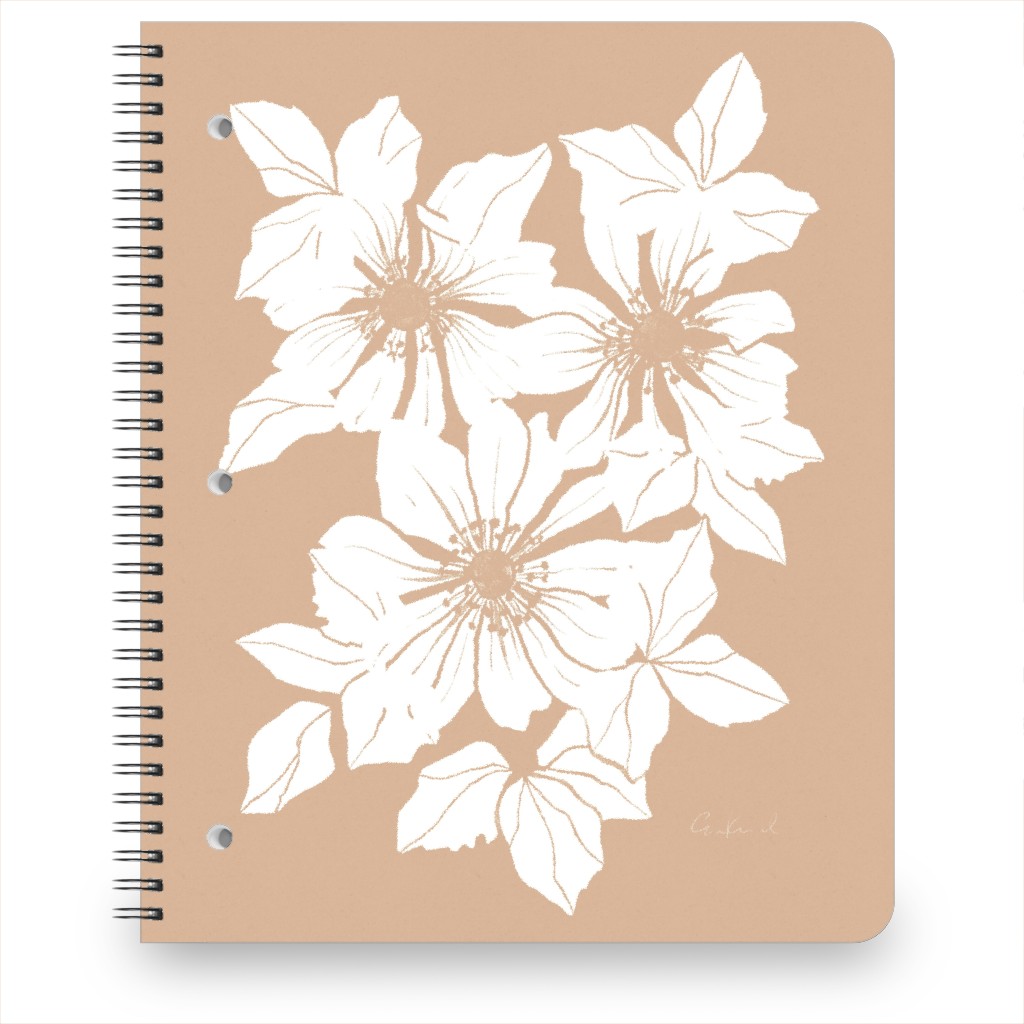 Botanical Big Anemones Notebook, 8.5x11, Beige