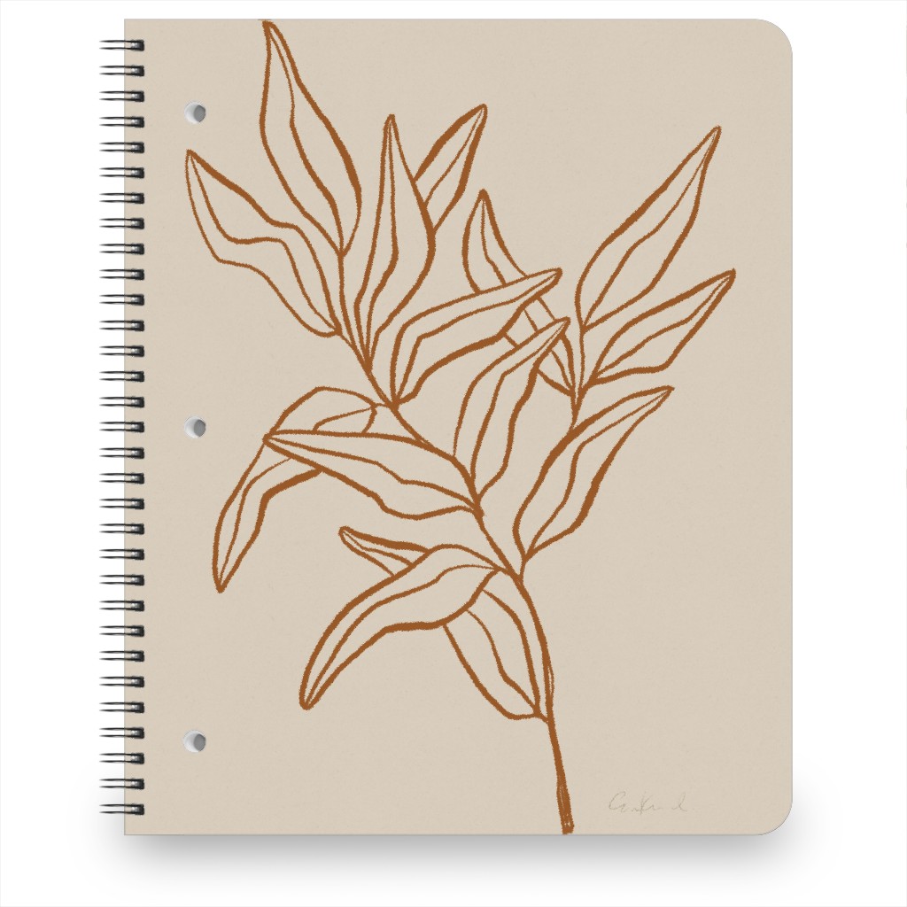 Botanical Eucalyptus Branch I Notebook, 8.5x11, Beige