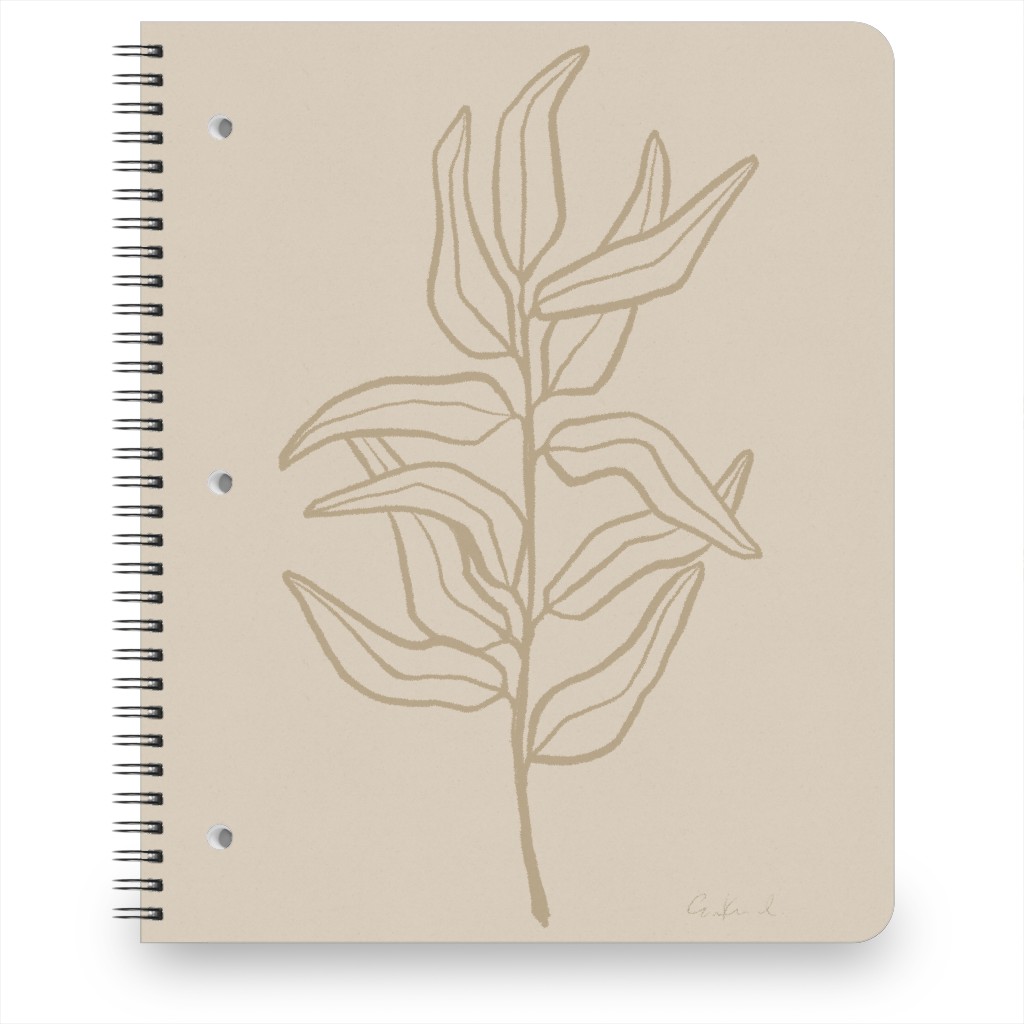 Botanical Eucalyptus Branch Notebook, 8.5x11, Beige, Pebble
