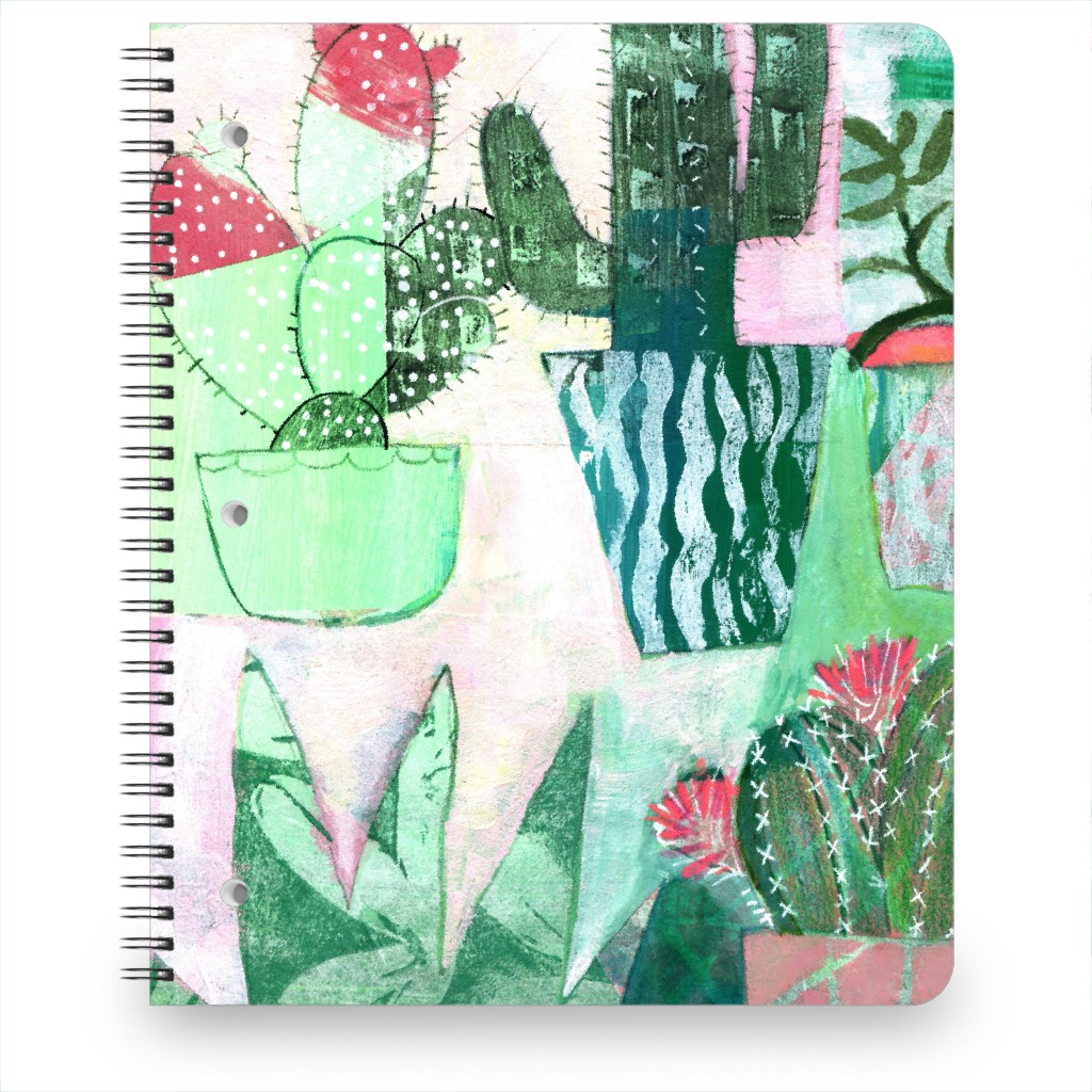 Cactus Collage - Green Notebook, 8.5x11, Green