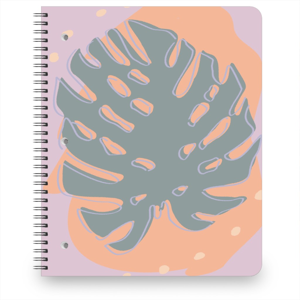 Modern Monstera Leaf - Green and Purple Notebook, 8.5x11, Green, Classic Green