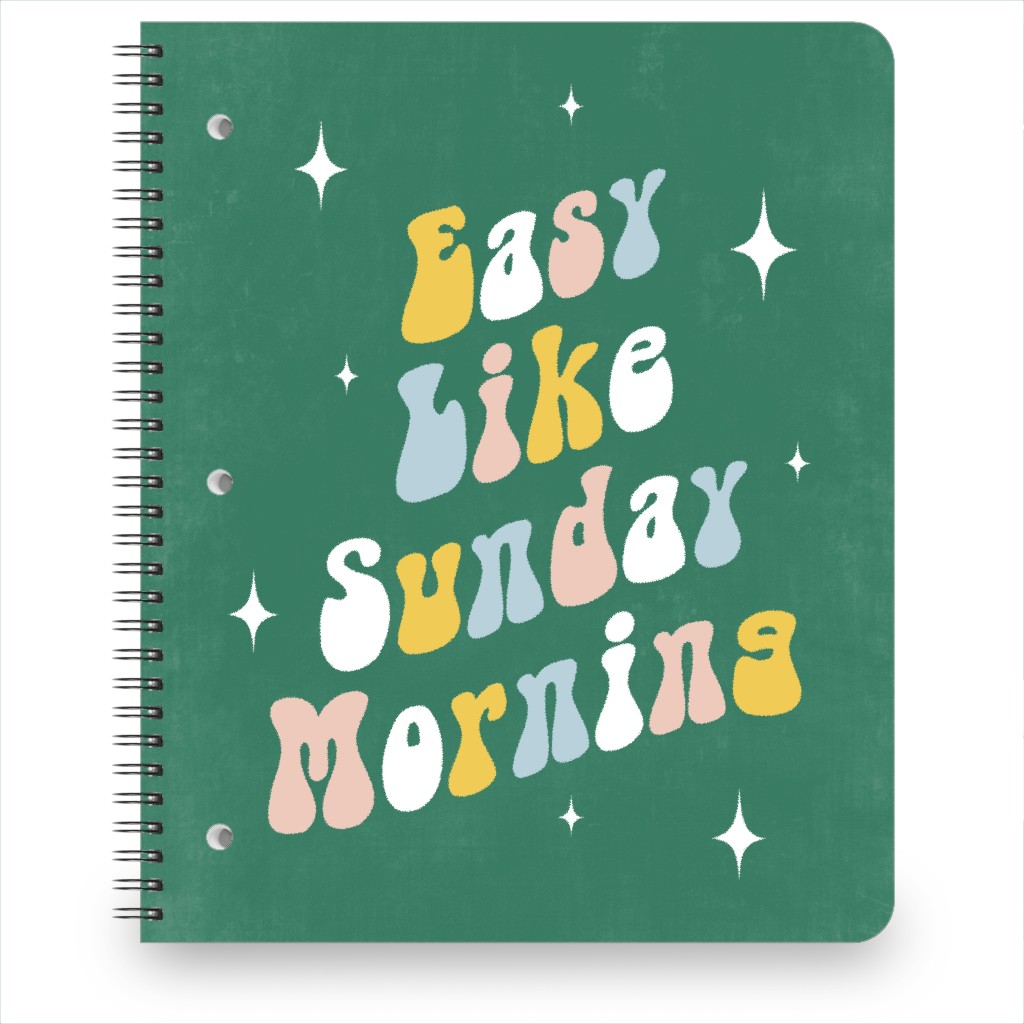 Easy Like Sunday Morning - Multi on Green Notebook, 8.5x11, Green, Classic Green