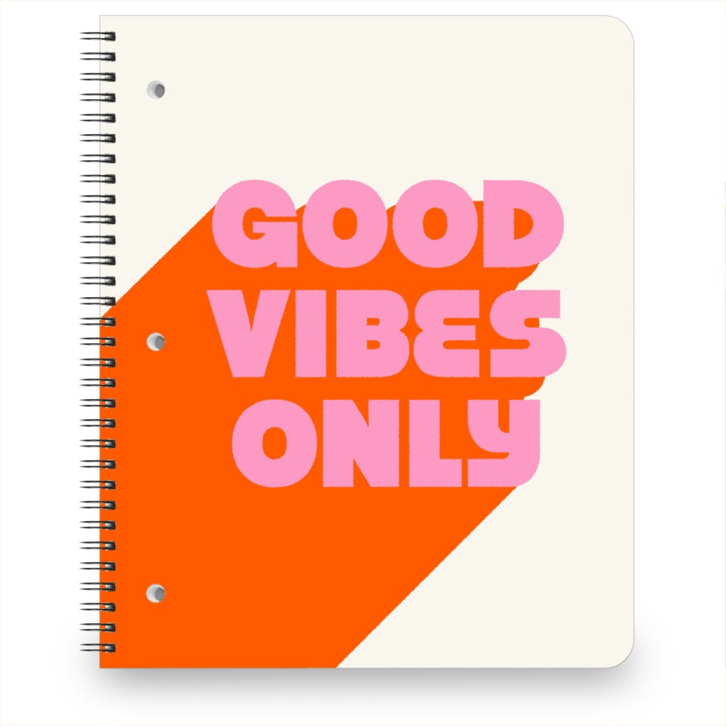 Good Vibes Only - Orange and Pink Notebook, 8.5x11, Red