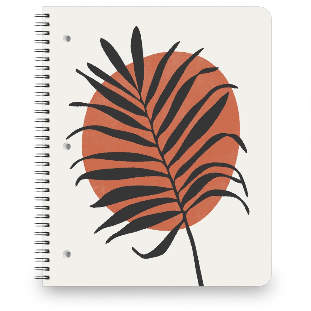 Abstract Leaf Frond - Terracotta and Ivory Notebook, 8.5x11, Brown, Brown