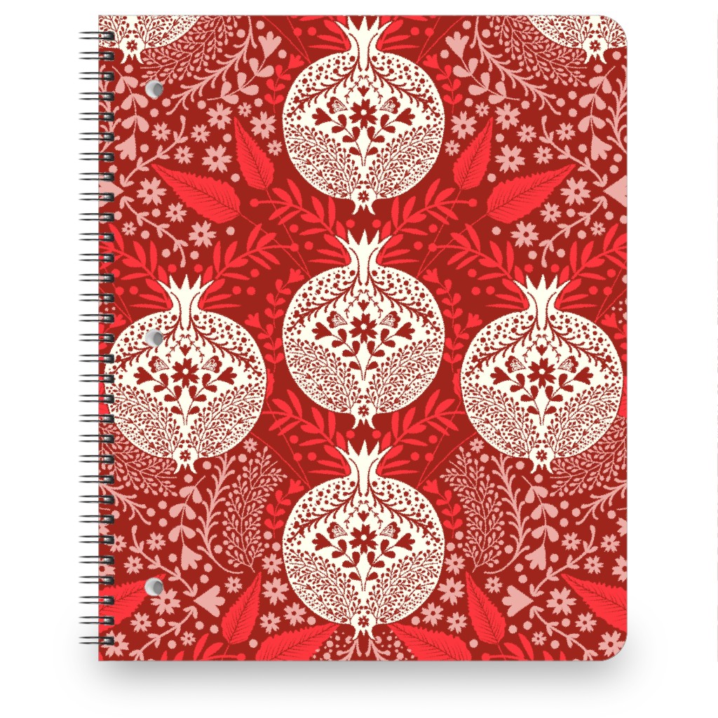 Pomegranate Garden - Red Notebook, 8.5x11, Red