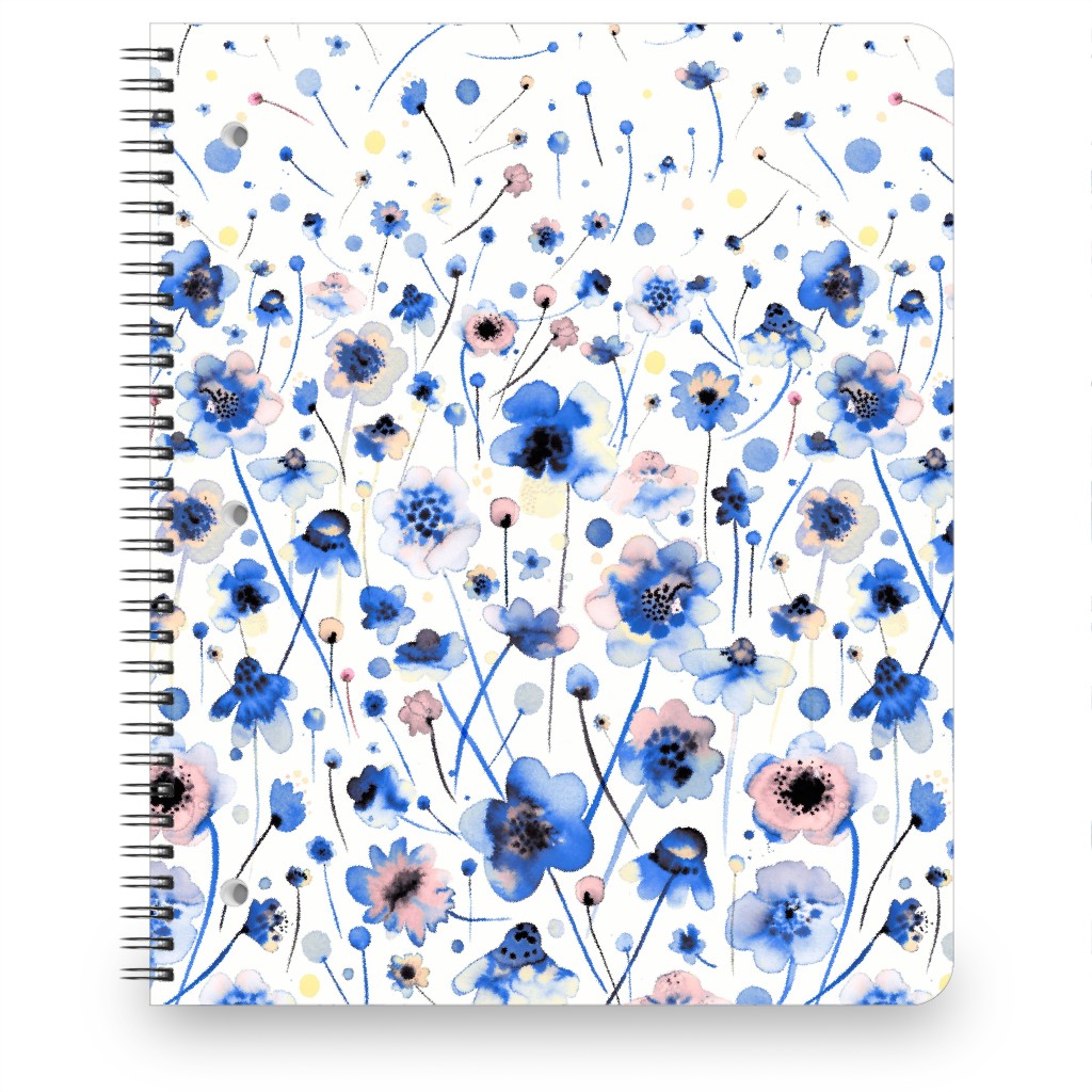 Gradation of Flowers - Blue Notebook, 8.5x11, Blue