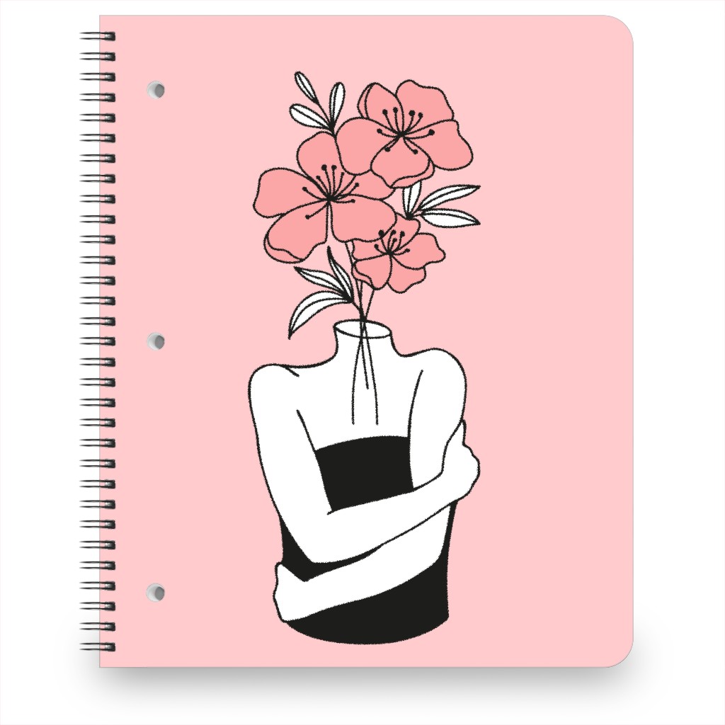 Self Love Feminine Abstract - Pink Notebook, 8.5x11, Pink