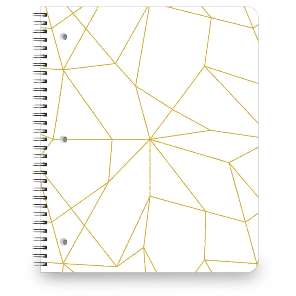 Abstract Gold Lines Notebook, 8.5x11, White, White