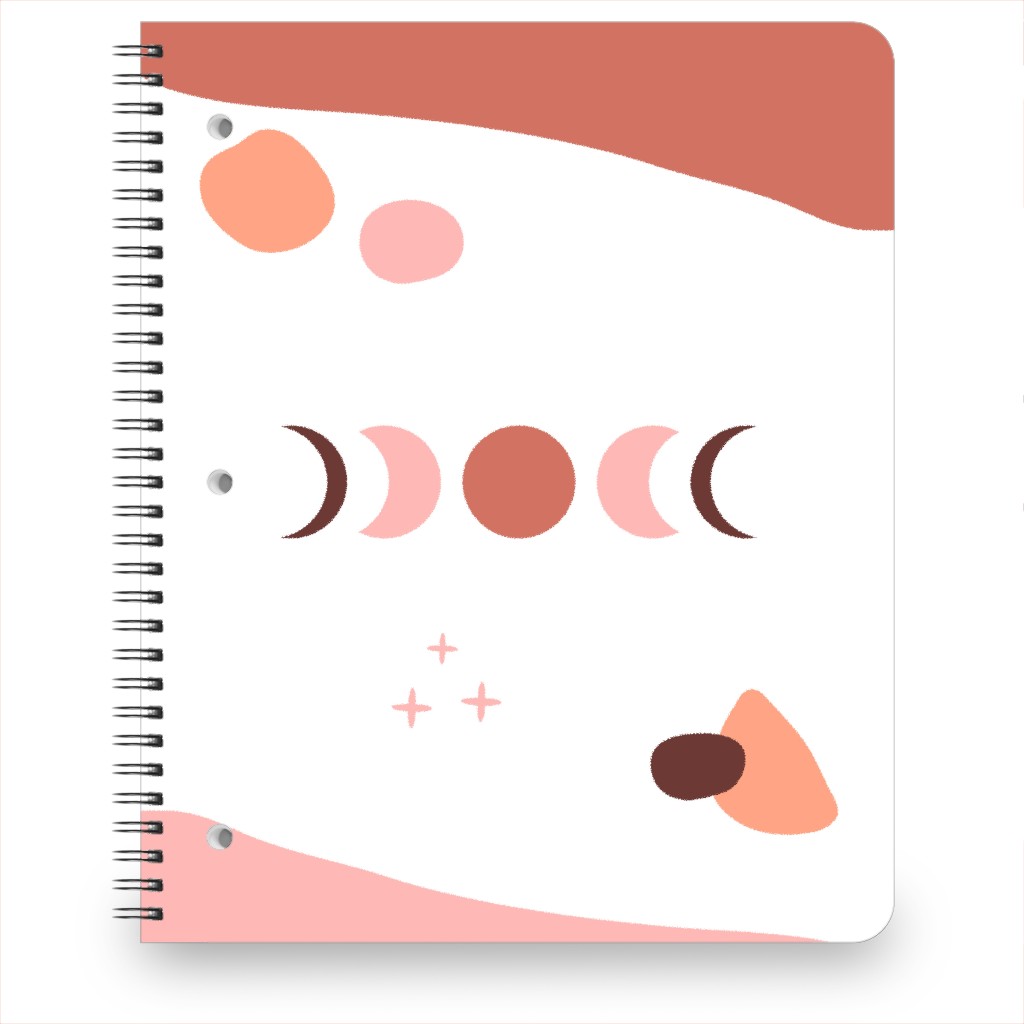 Minimal Modern Moon Phases - Pink and Orange Notebook, 8.5x11, Pink