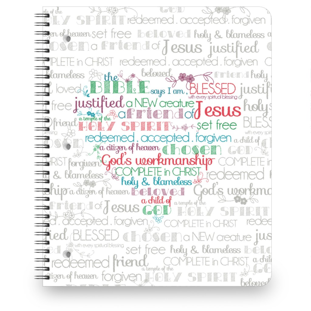 the Bible Says I Am - Multi on Neutral Notebook, 8.5x11, Gray, Gray