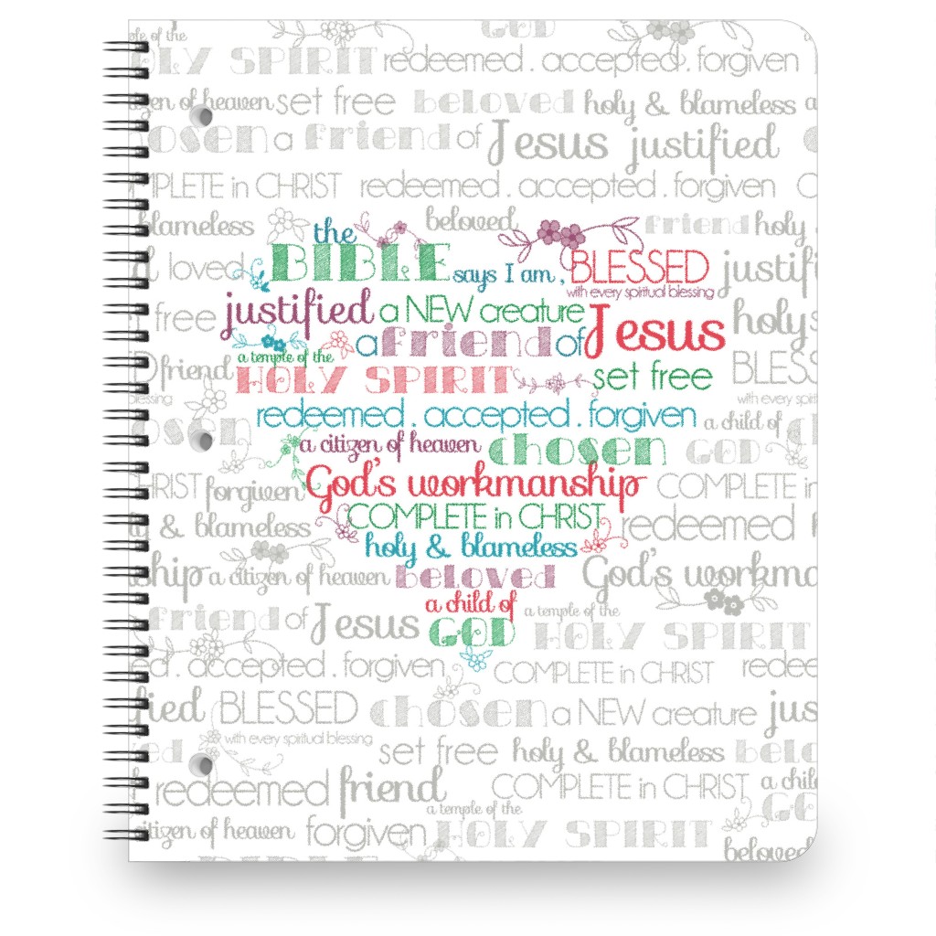 the Bible Says I Am - Multi on Neutral Notebook, 8.5x11, Gray