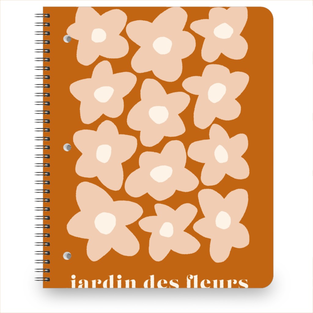 Botanical Graphic Retro Flower Garden Notebook, 8.5x11, Orange