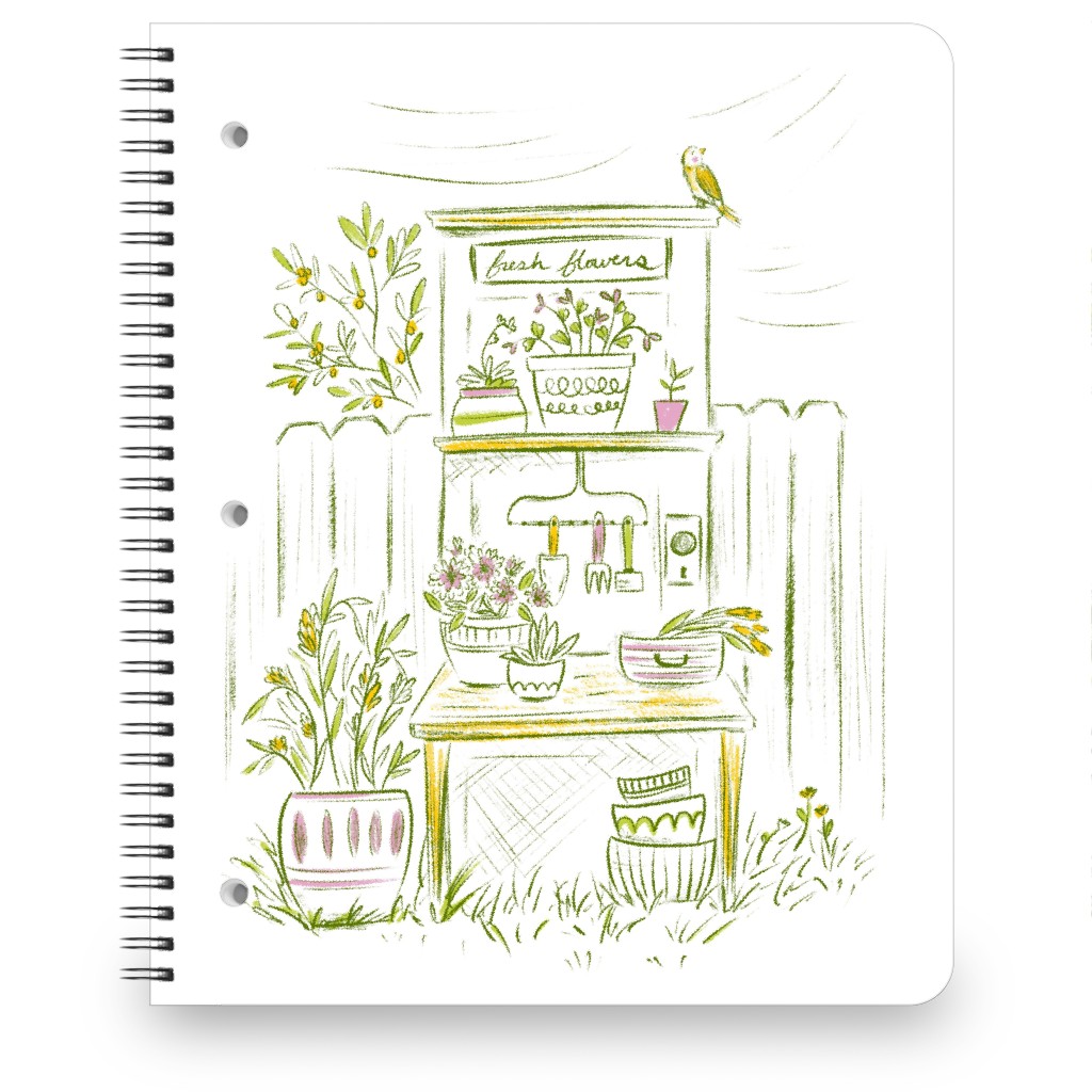 Fresh Flowers - Green Notebook, 8.5x11, Green, Classic Green