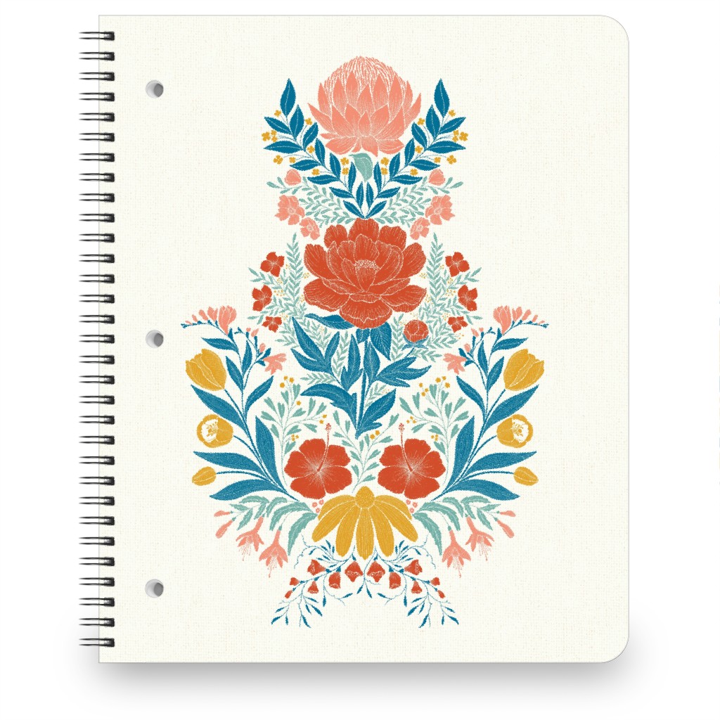 Garden Flower Notebook, 8.5x11, Multicolor, White