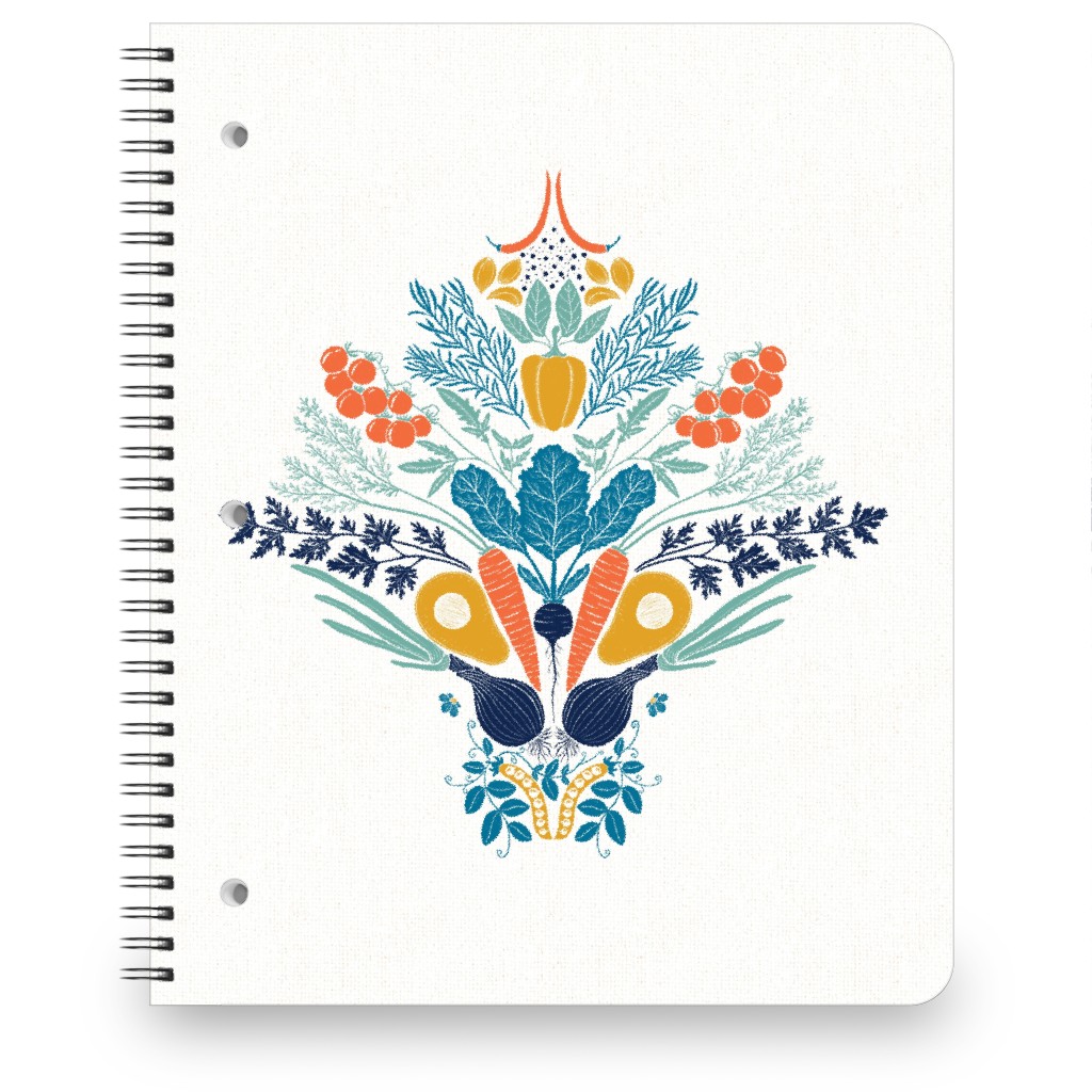 Vegatables Notebook, 8.5x11, Multicolor, White