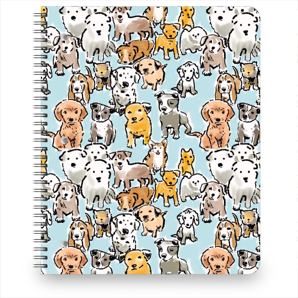 Puppies Notebook, 8.5x11, Blue
