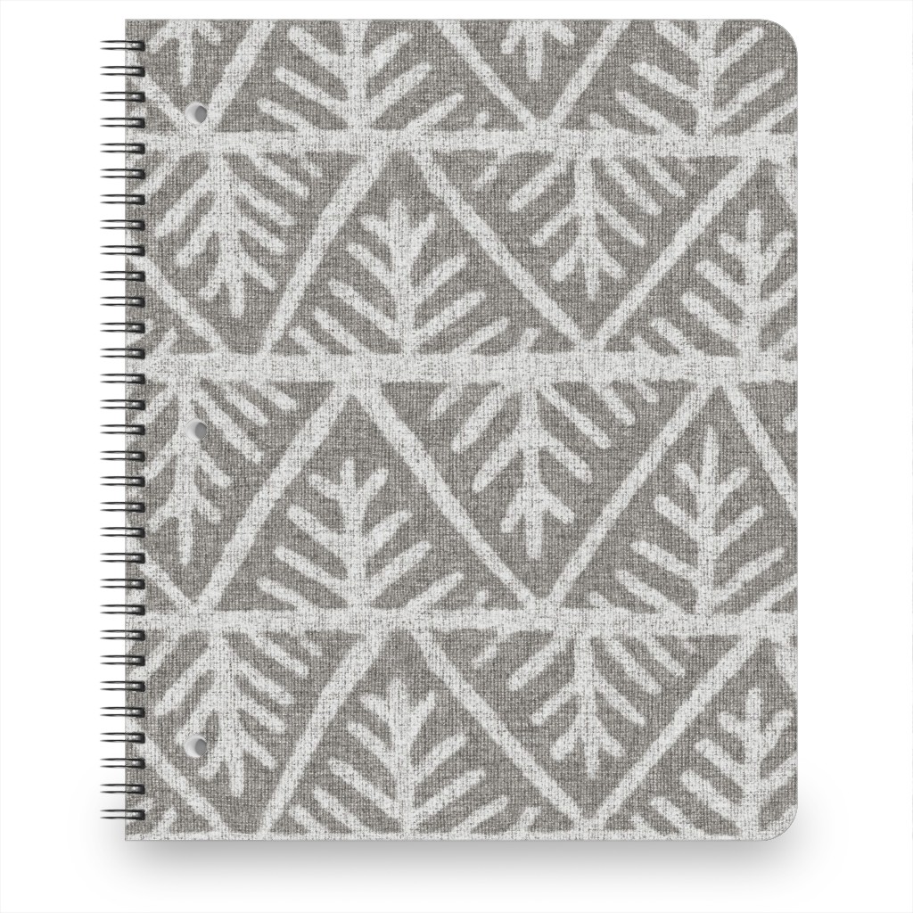 Textured Mudcloth Notebook, 8.5x11, Gray, Silver