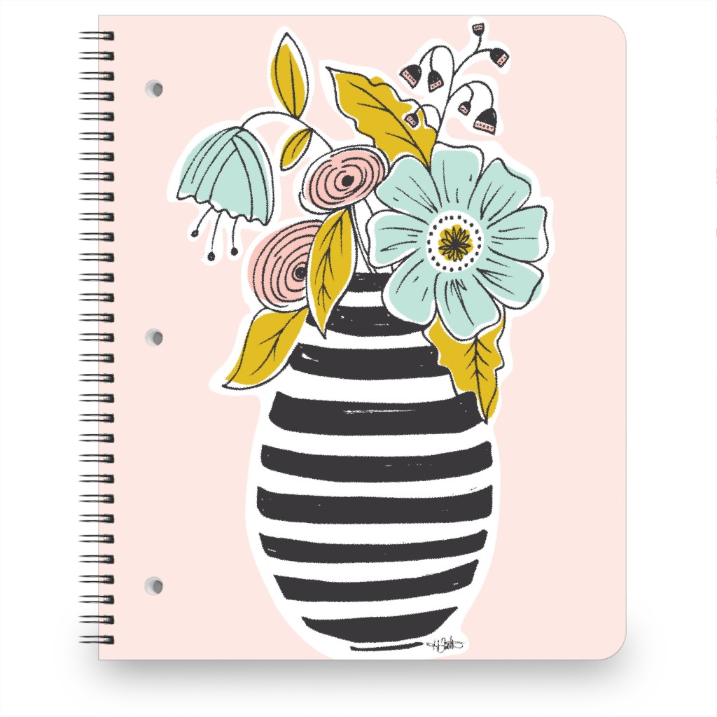 Summer Floral Vase Notebook, 8.5x11, Multicolor, Pearl