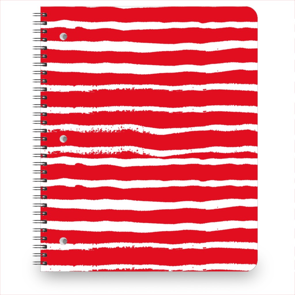 Painted Stripes - Red Notebook, 8.5x11, Red