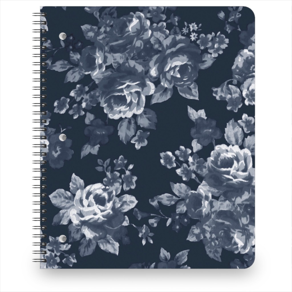 Navy Floral Notebook, 8.5x11, Blue