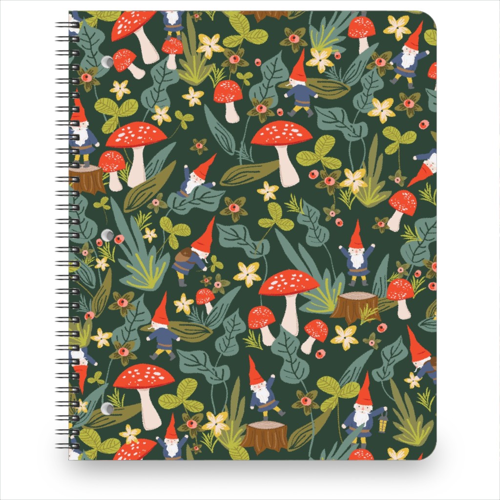Woodland Gnomes - Green Notebook, 8.5x11, Green