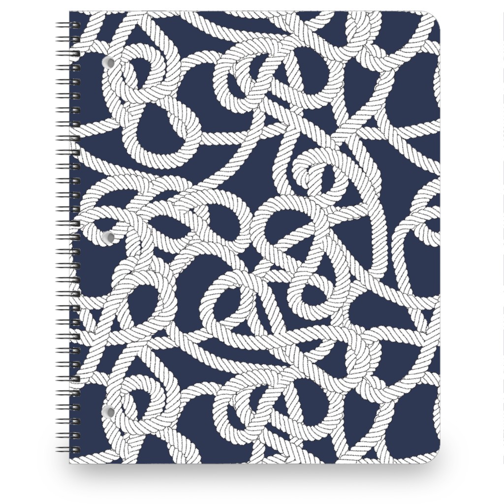 Nautical Rope Knots in Navy Notebook, 8.5x11, Blue, True Blue