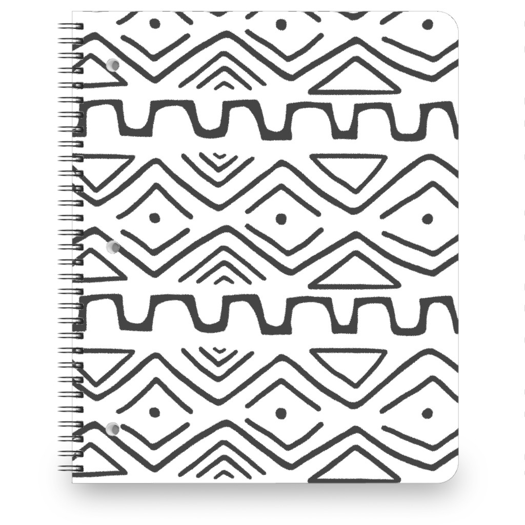 Mud Cloth - White Notebook, 8.5x11, White