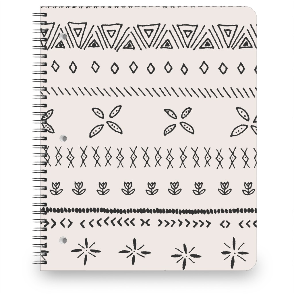 Boho Print Notebook, 8.5x11, Beige, Silver Lining