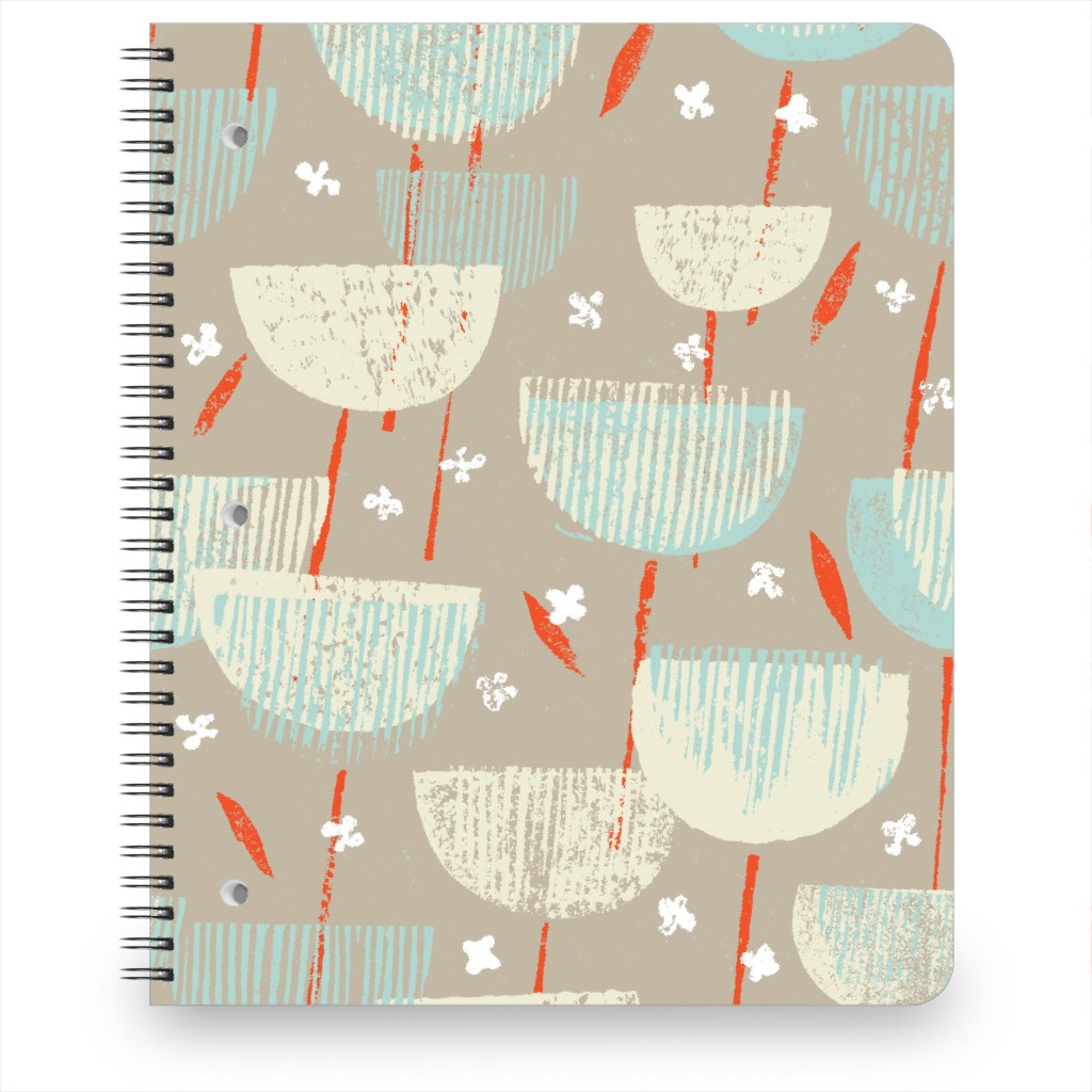 Botanical Block Print - Latte Notebook, 8.5x11, Gray, Gray