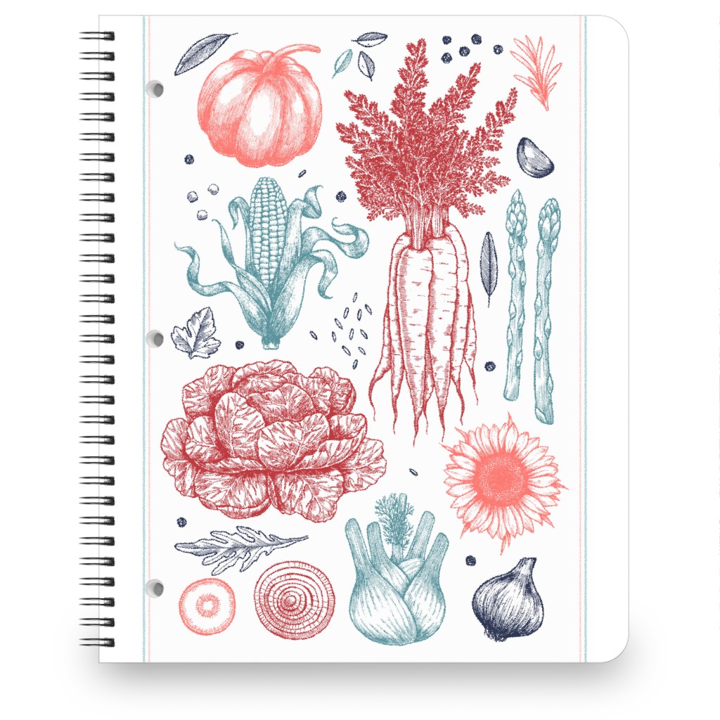 Autumn Farm Vegetables Notebook, 8.5x11, Multicolor