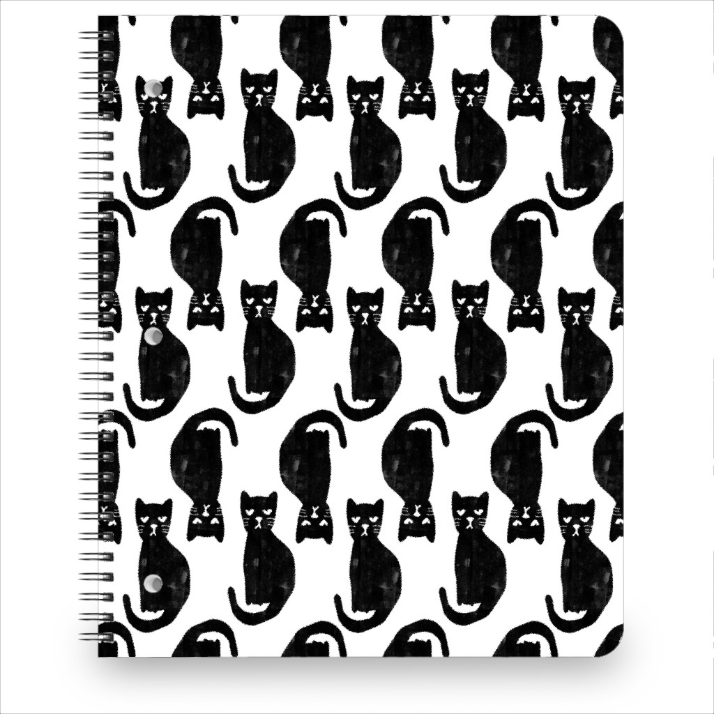 Black Cat Notebook, 8.5x11, Black, Black