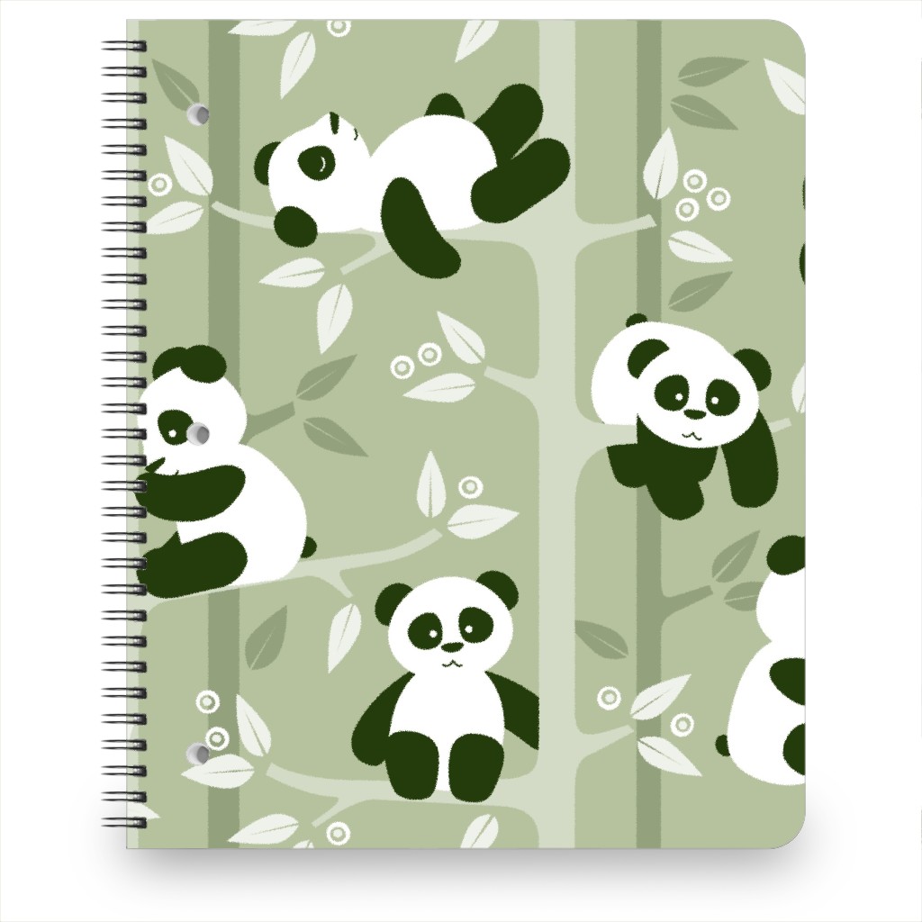 Pandas and Bamboo Notebook, 8.5x11, Green, Sage Whisper