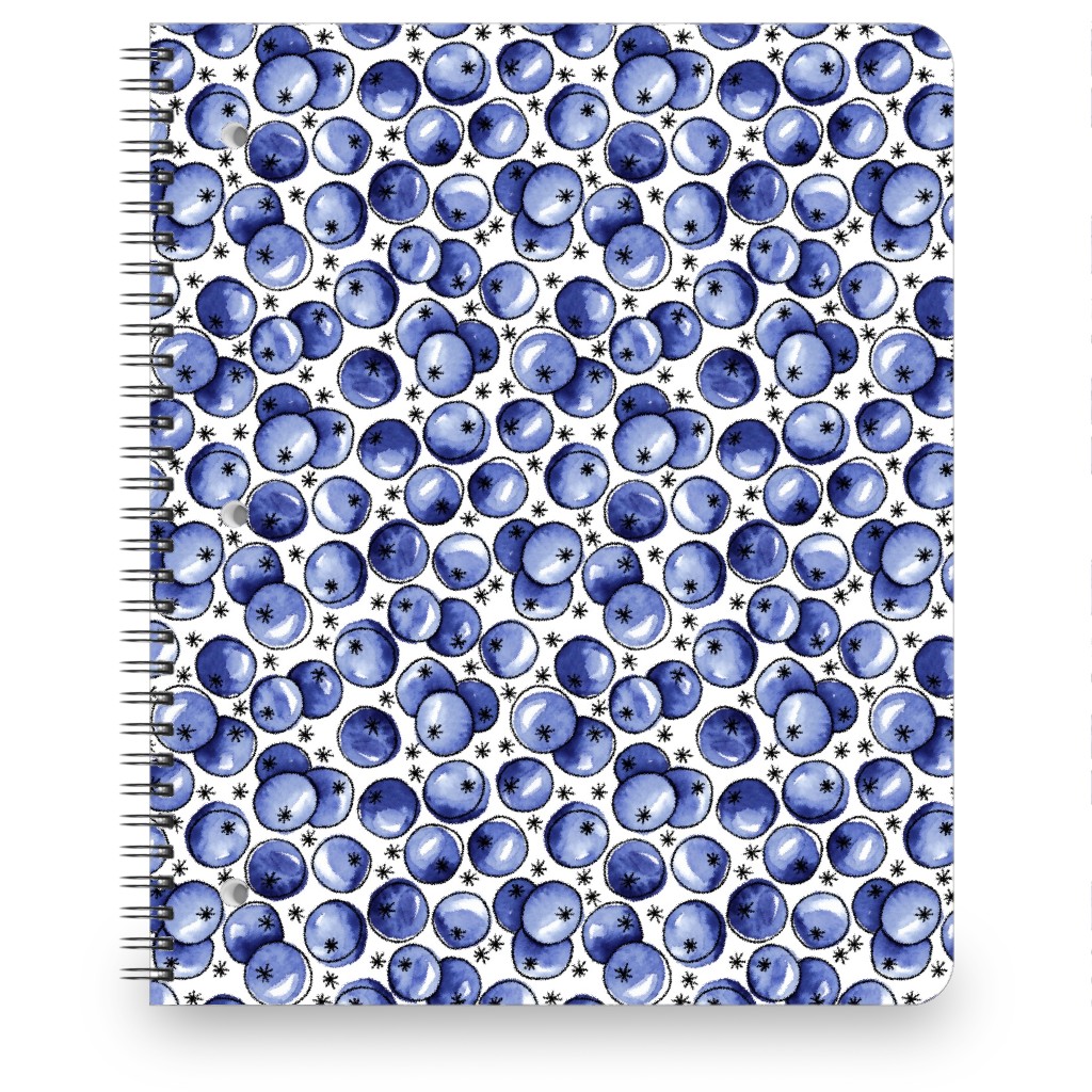 Watercolor Blueberries Notebook, 8.5x11, Blue