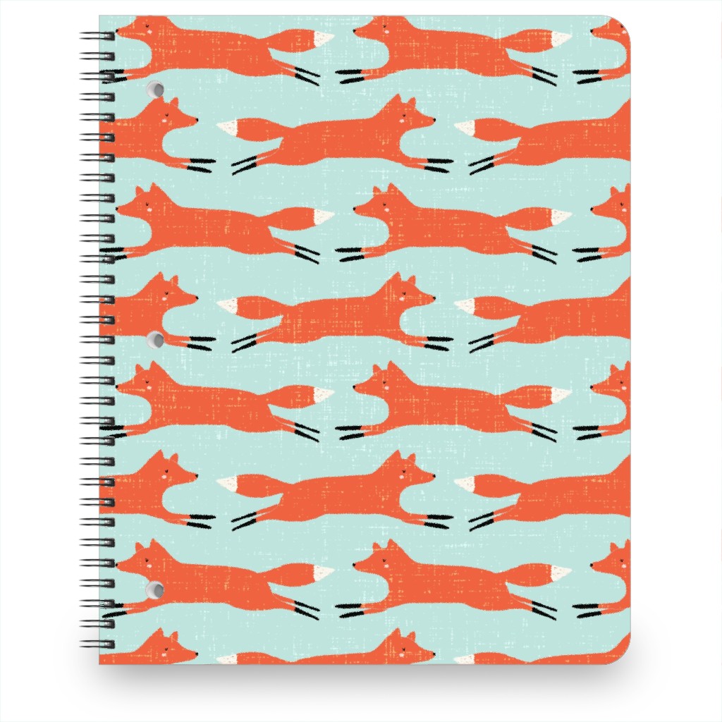 Little Orange Fox - Orange and Green Notebook, 8.5x11, Orange