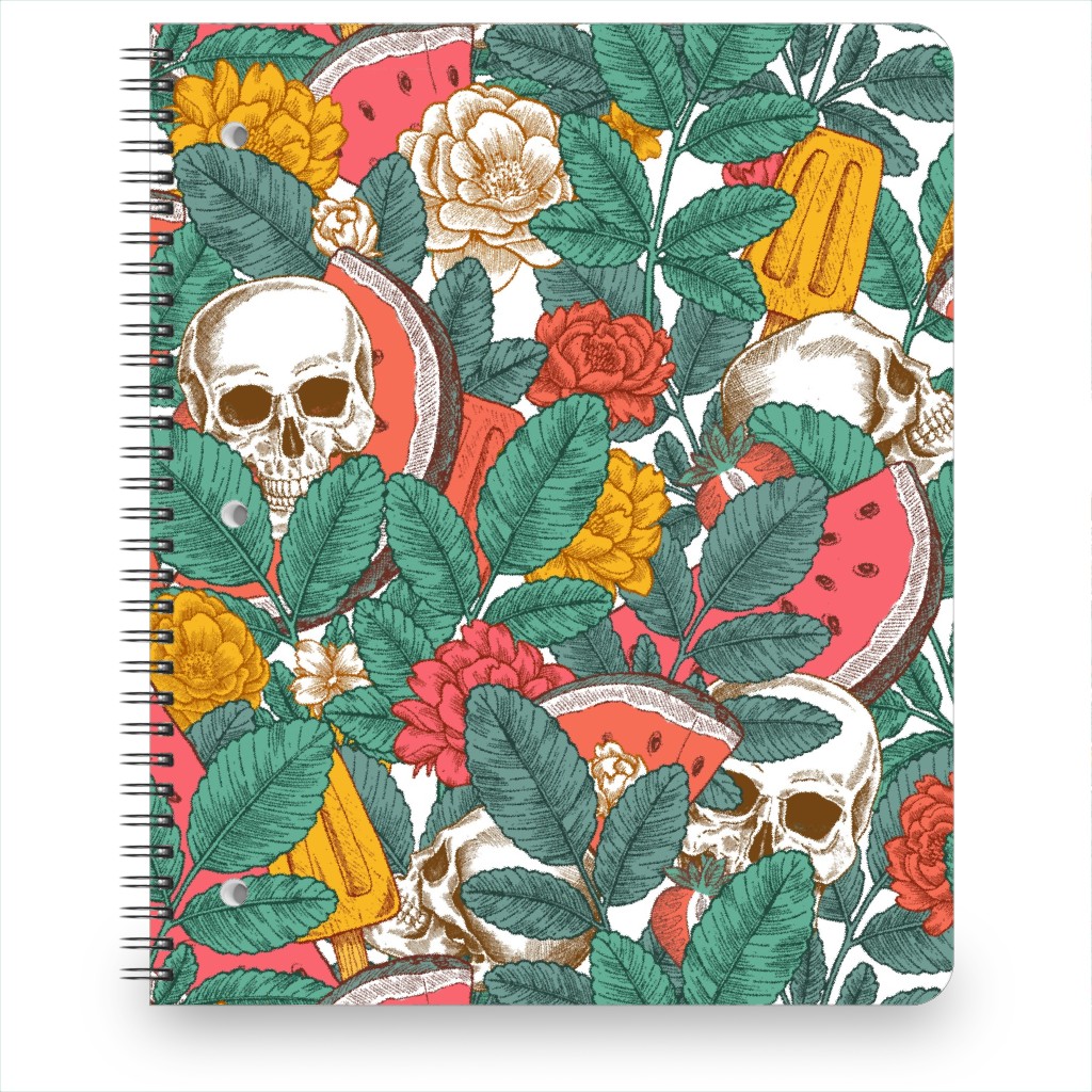 Summer Skull - Multi Notebook, 8.5x11, Green, Classic Green