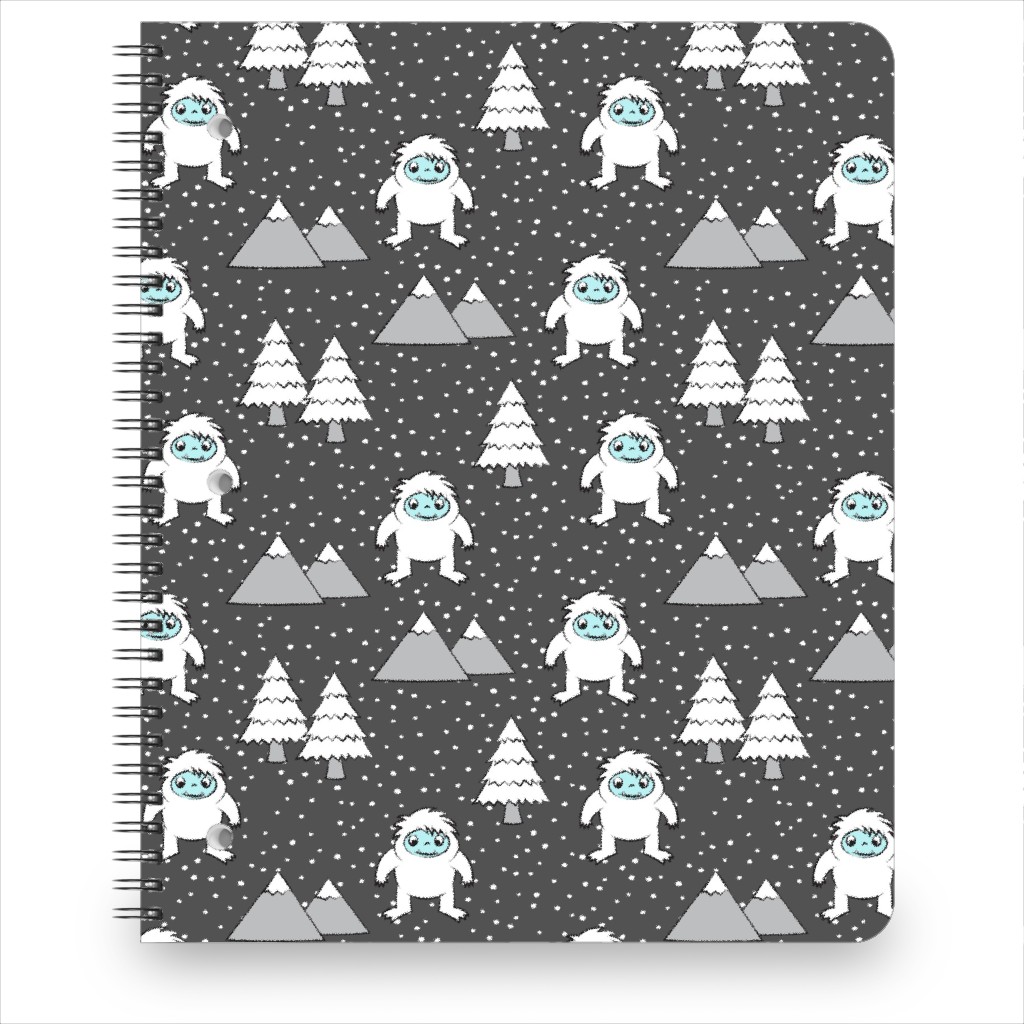 Yetti Tree Mountains - Gray Notebook, 8.5x11, Gray, Gray