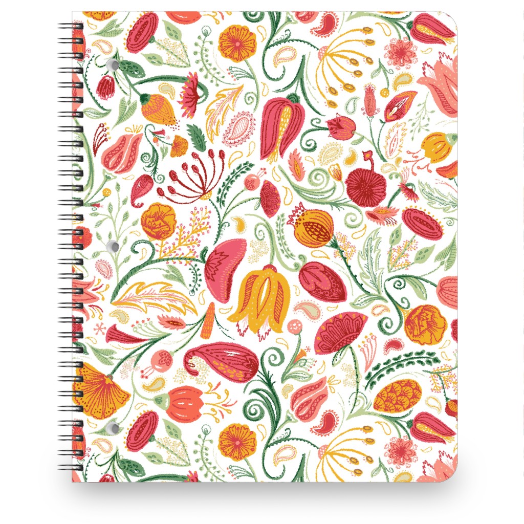 Coral Aussie Hand Painted Florals Notebook, 8.5x11, Pink