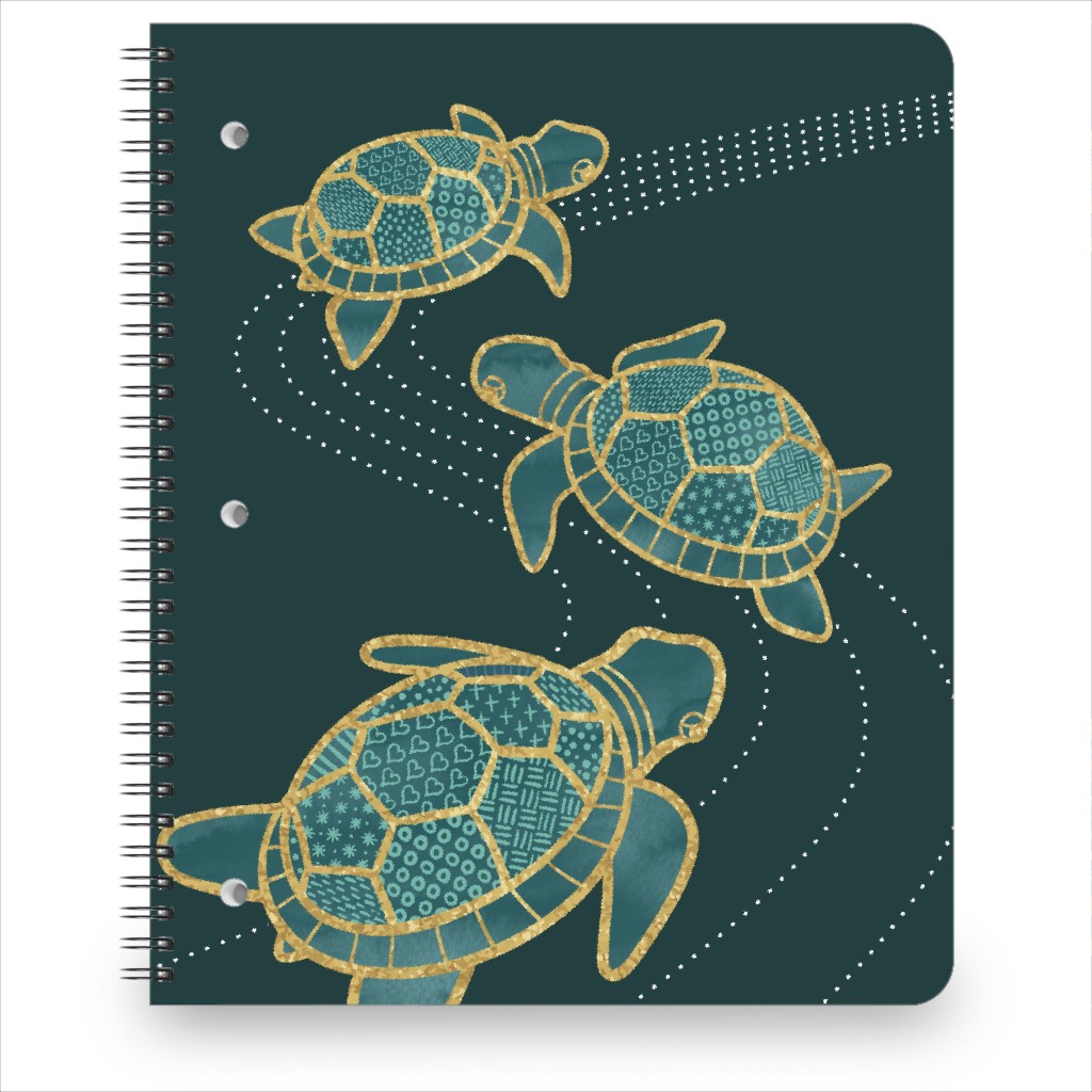 Three Turtles Notebook, 8.5x11, Green