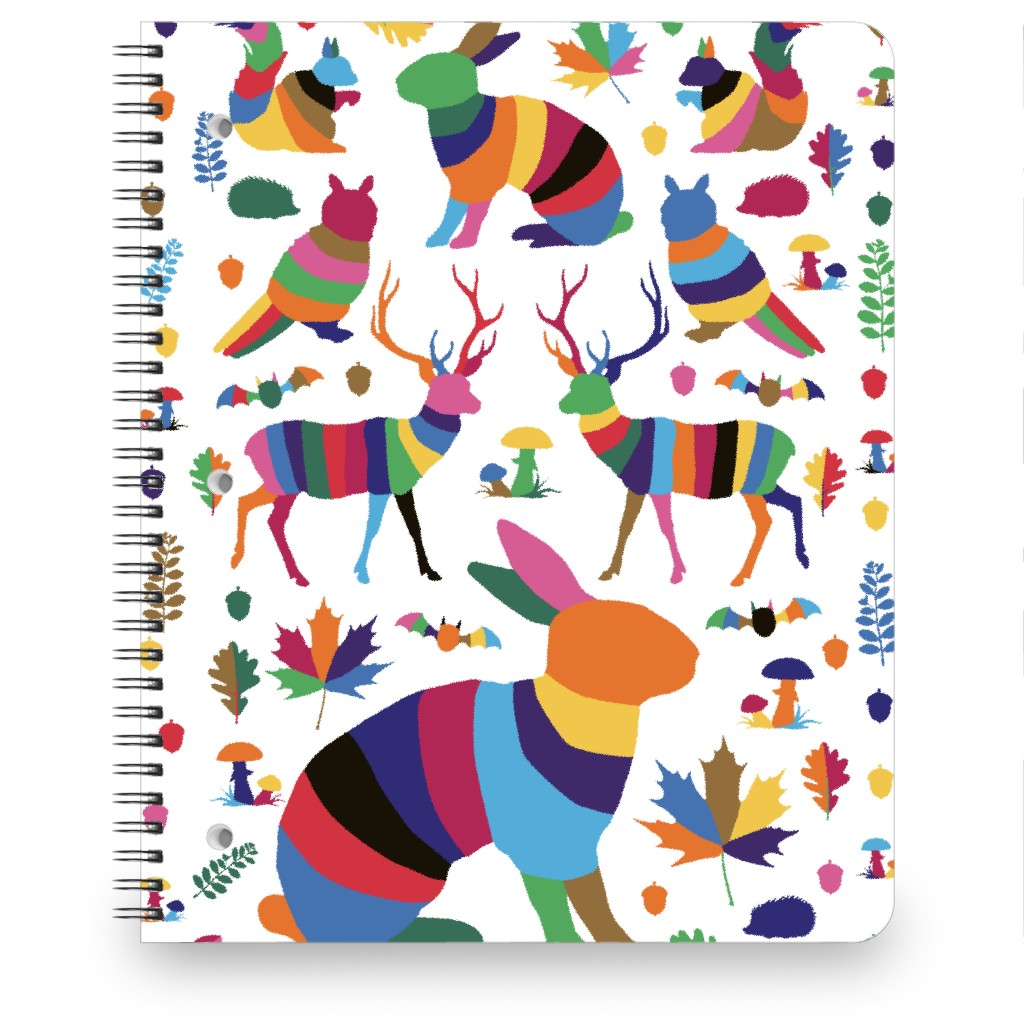 Colorful Woodland Animals Notebook, 8.5x11, Multicolor