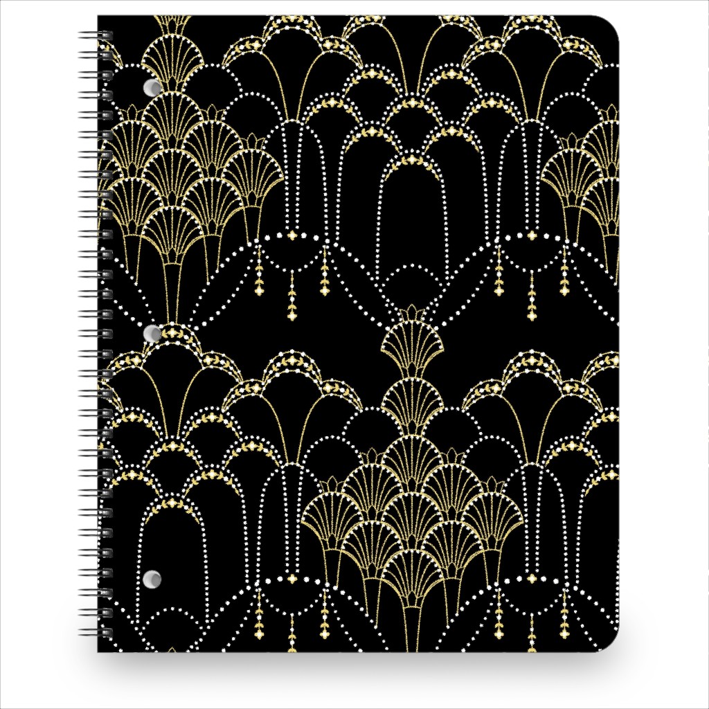 Deco Lace Notebook, 8.5x11, Black, Black