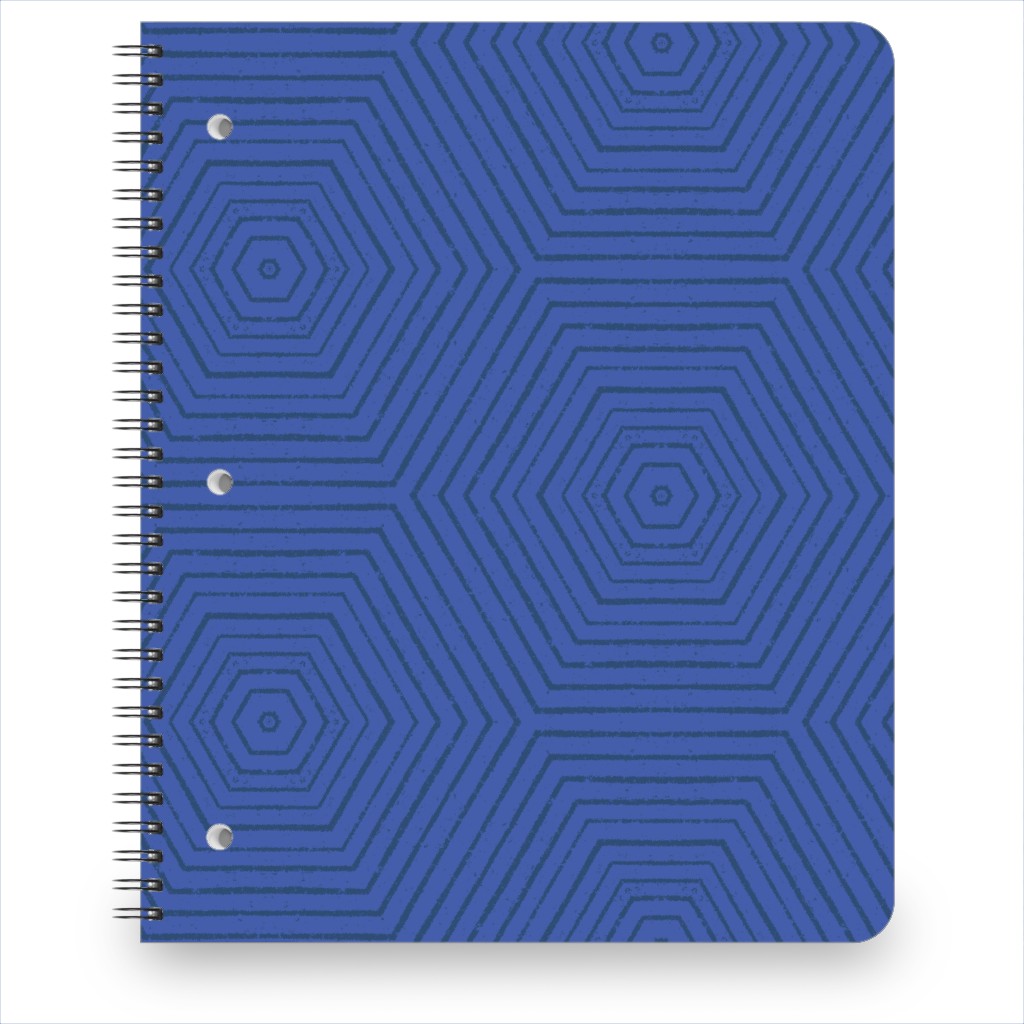 Concentric Hexagons - Cobalt Notebook, 8.5x11, Blue