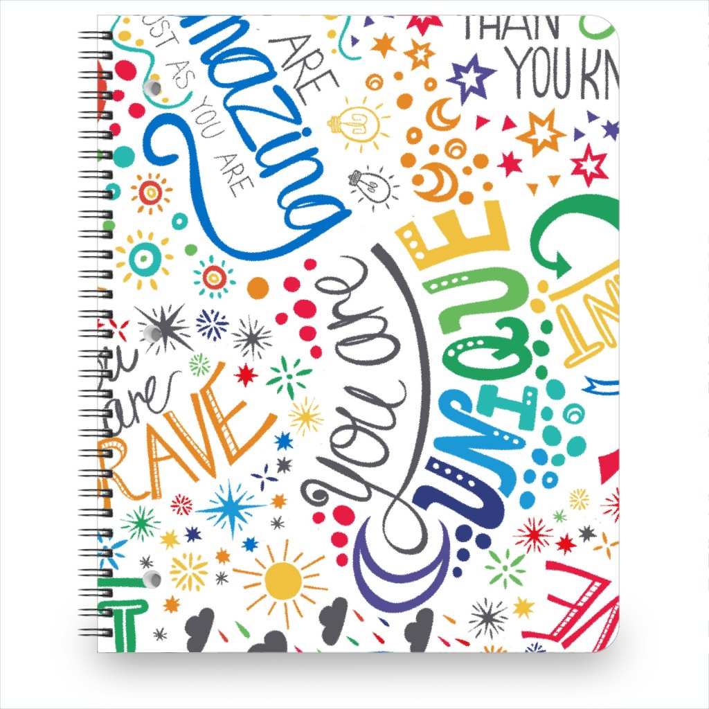 Affirmations Notebook, 8.5x11, Multicolor, White