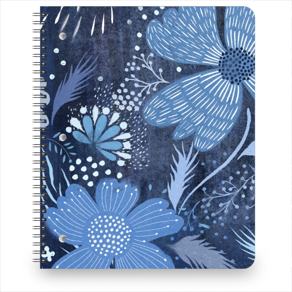 Shibori Flower Abundance - Blue Notebook, 8.5x11, Blue